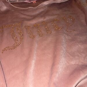 Juicy Couture nude/tan Velour long sleeve with rose gold bling small
